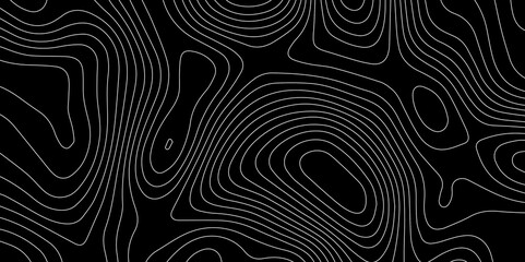 Abstract Black Wave Lines Topographic Contours Map Background, Multicolored Linear Background For Design, Trendy Modern Background texture, Vector illustration with Wave Lines On Black Background.