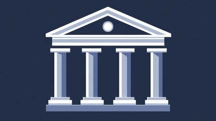 Illustration of a classical building with columns, representing government or education in a digital style