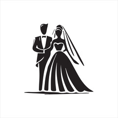 silhouette of bride and groom