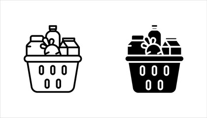 Food donations icon set, Related charity, aid, awareness, donation, vector illustration on white background.