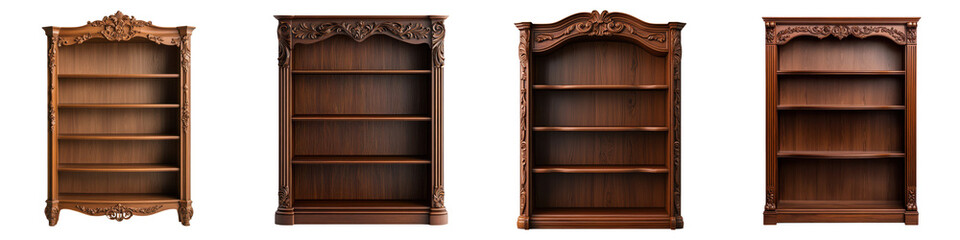 Elegant and Ornate Wooden Bookcase in Baroque Style Perfect for Adding a Touch of Historical Sophistication to a Library Study or Home Office Interior