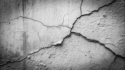 Obraz premium Black and white cracked wall photography; a minimalist backdrop.