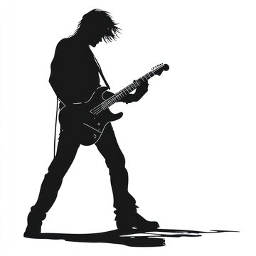 recommend clip art: Guitarist silhouette stage performance music concert design.