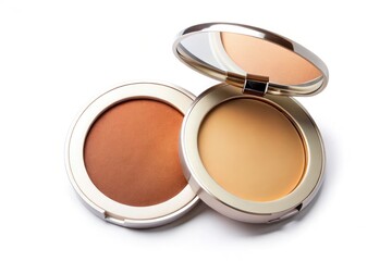Circular cosmetic powder:  Documentary photography captures its versatile application on diverse skin tones, in high resolution.