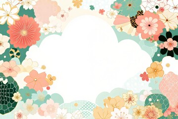 A vibrant floral background with pastel colors and intricate designs.