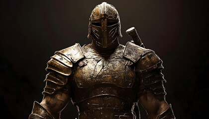 Gladiator in full armor, intense digital art rendition of ancient battle AI Generated