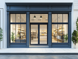 A large store front with a window display of clothing