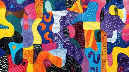 Obraz premium Colorful abstract painting with many different shapes and colors