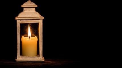Illuminated Lantern Candlelight Still Life Dark Background
