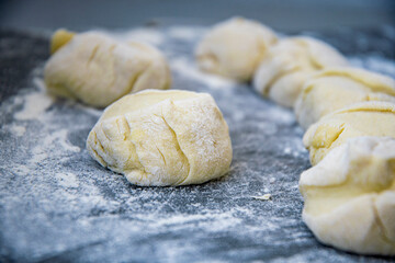 round dumplings for bread on a plate