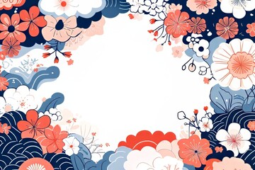 Colorful floral design with a blank center for customizable text and messages.