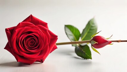 Romantic red rose with a pointed arrow piercing through its stem, symbolizing love and passion, Valentine's Day