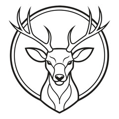 Deer head vector icon line art illustration.