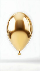 Golden balloon floating gracefully in a white background, cartoon-style 3D illustration AI Generated