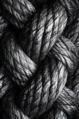 Close-Up of a Thick Rope Coil with Visible Fibers and Knots