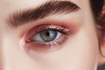 Obraz premium Portrait of a young female with blue hair with a blue background and Eye Liner Classic MakeUp Look with Blue Eye