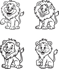 Cute Cartoon Lions Ready for Fun