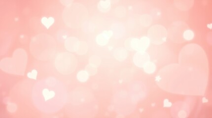 dreamy pastel background featuring hearts, circles, bokeh, and stars. Cinematic lighting, film-like composition, vector style wallpaper. Commercial quality