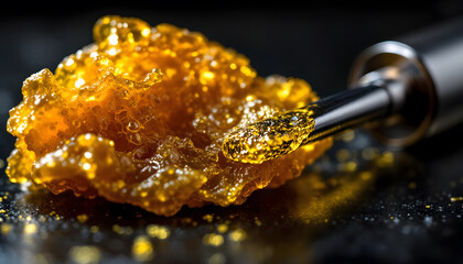 Close-up of Cannabis Concentrate Being Collected with Dab Tool