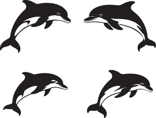 Obraz premium Elegant Black Dolphins Vector Illustration Design
