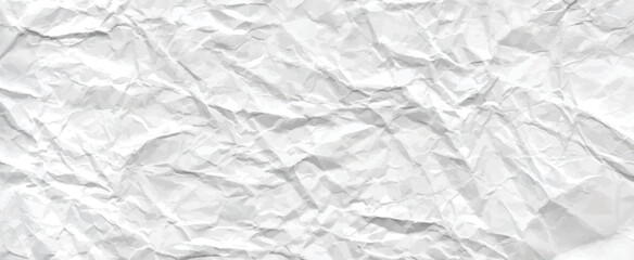 Crumpled grey rice paper texture. Abstract light background with wrinkled cardboard texture. Vector illustration horizontal fold crumpled empty white paper template for posters and banners.