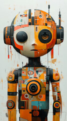 Fototapeta premium Futuristic robot art with intricate design, vibrant colors, and captivating details. Enhance your space with modern technology art.