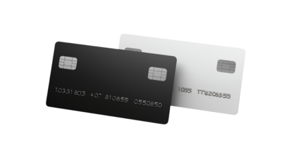 Sleek Black and White Credit Cards Mockup isolated on transparent background