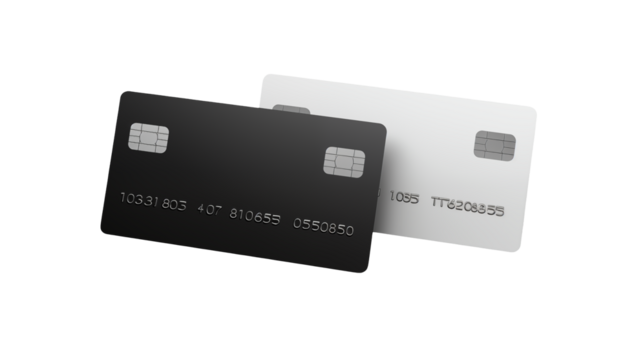 Sleek Black and White Credit Cards Mockup isolated on transparent background - Powered by Adobe