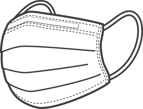 black and white surgical mask outline clip art preview