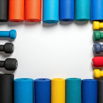 Dumbbell and colorful sheets for exercise a gym theme