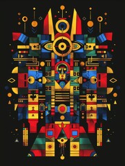 Obraz premium Colorful abstract painting of a man with a large eye