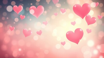 dreamy sweet wallpaper in dramatic cinematic style featuring a pastel background with hearts, circles, bokeh, and stars.