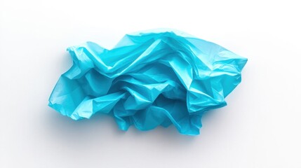 Fototapeta premium Crumpled Plastic Bag in Vibrant Blue Color on White Background