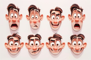 A collection of expressive cartoon faces showcasing various emotions and reactions.