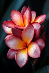 Obraz premium Crimson Plumeria Blooms: A Dark Romantic Floral Study