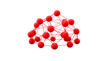 Abstract Network Connection Red Sphere Nodes isolated on transparent background