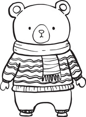 Hand draw Sweater shirt cute bear Kawaii cute doodle Outline Simple vector illustrator.