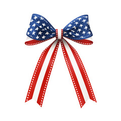 Elegant Patriotic Ribbon Bow on Transparent Background