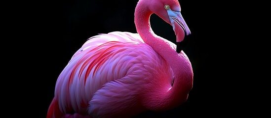 Naklejka premium Pink Flamingo: Elegant Profile, Dramatic Lighting, Artistic Portrait