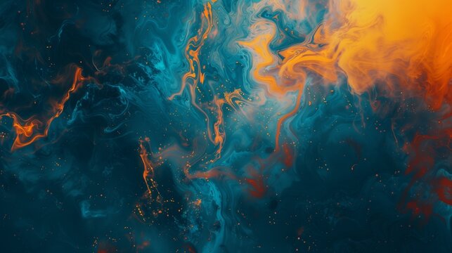 Abstract gradients of deep blues and fiery oranges gradually shifting into each other, creating a fluid, lively background in sharp detail.
