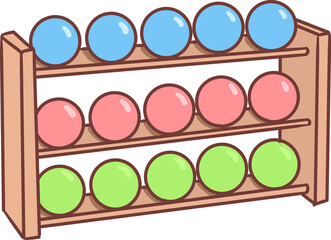 handdraw sport equipment Bowling rack illustration