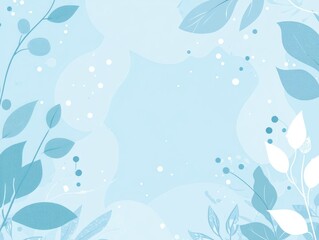 Naklejka premium Light blue floral frame background.