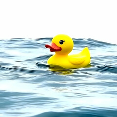 Yellow Rubber Duck Floating Peacefully on Gentle Blue Water Ripples