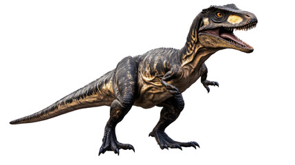 Obraz premium Tyrannosaurus Rex: A fearsome Tyrannosaurus Rex, a dominant predator of the Cretaceous period, stands poised, its powerful jaws agape in a primal roar.