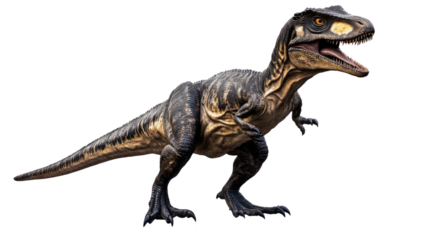 Tyrannosaurus Rex: A fearsome Tyrannosaurus Rex, a  dominant predator of the Cretaceous period, stands poised, its powerful jaws agape in a primal roar.