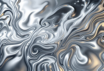 Fototapeta premium Abstract Silver Gold Liquid Marble Swirl Art Print