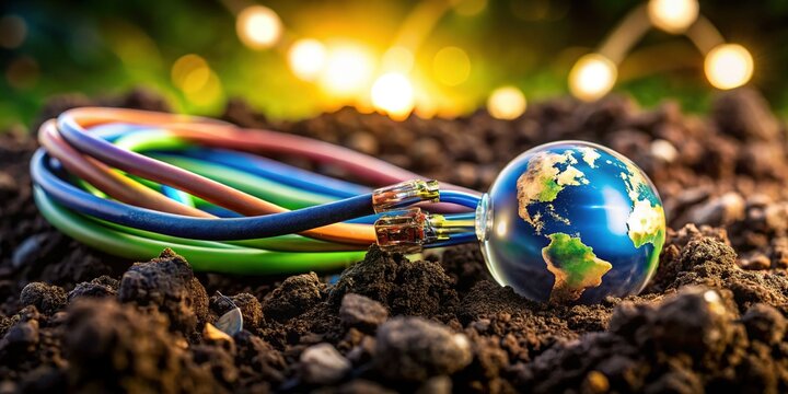 High-Depth-of-Field Image: Buried Internet Cables, Underground Network Infrastructure