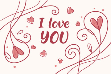 I love you text vector hand drawn lettering illustration
