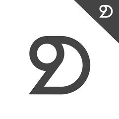the logo consists of the letter D and number 9. Abstract, outline and elegant.
