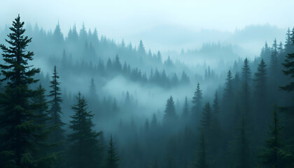 Misty Mountain Forest Landscape Photography